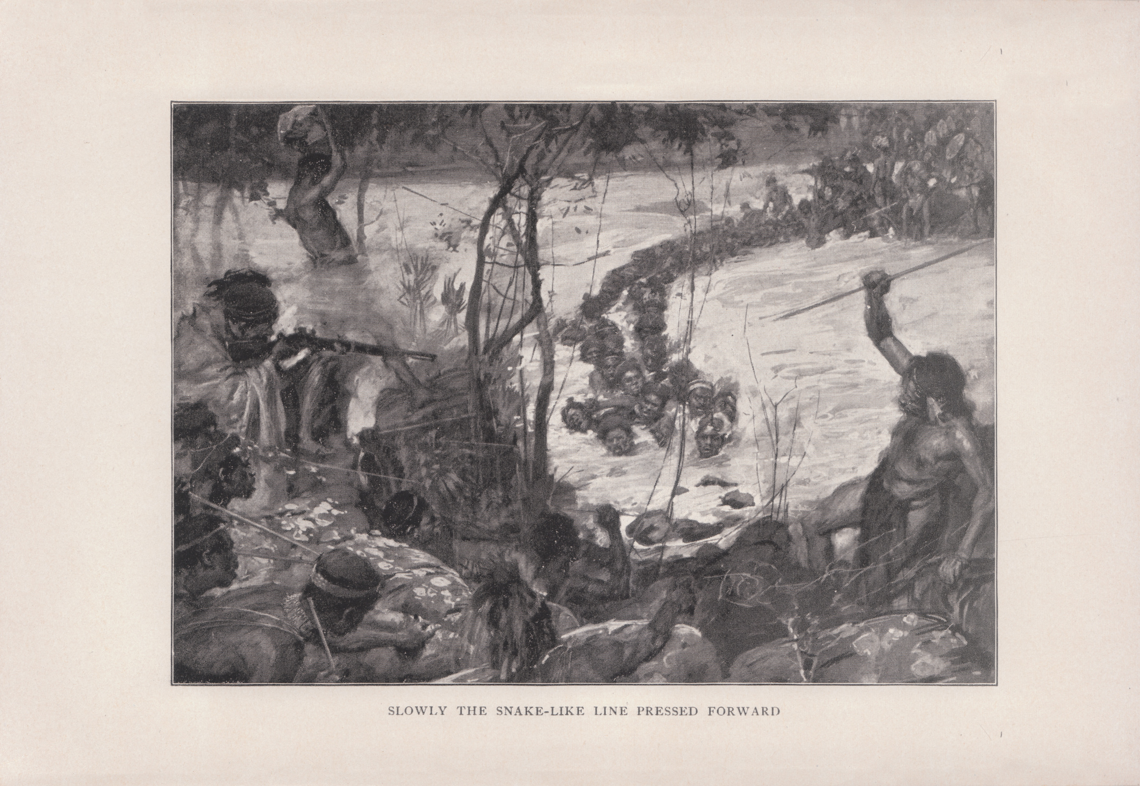 Slowly the snake-like line pressed forward