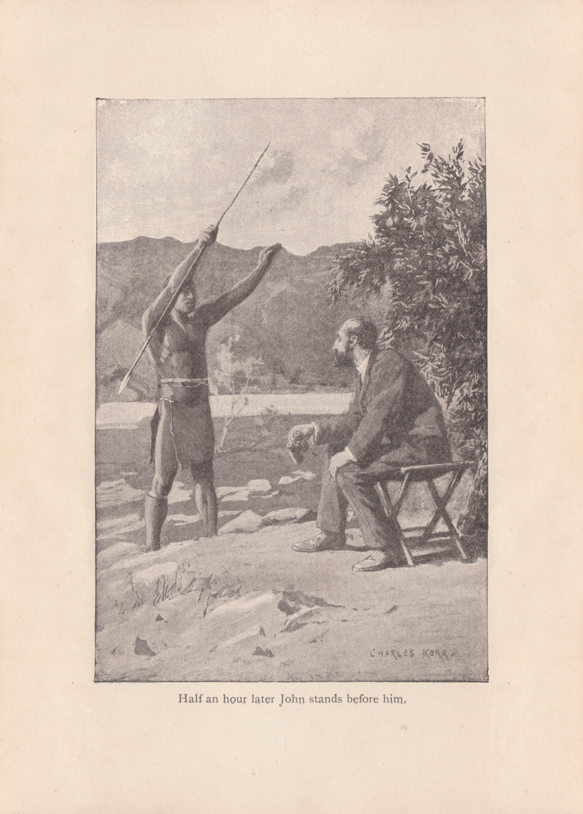 Half an hour later John stands before him. Halfanlondonlongmans1900245