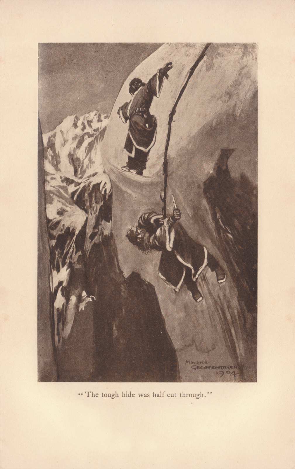 The tough hide was cut half through