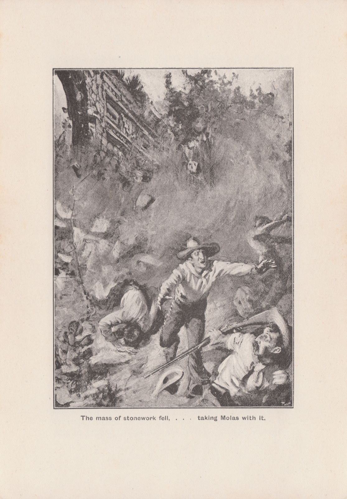 The mass of stonework fell, ... taking Molas with it.