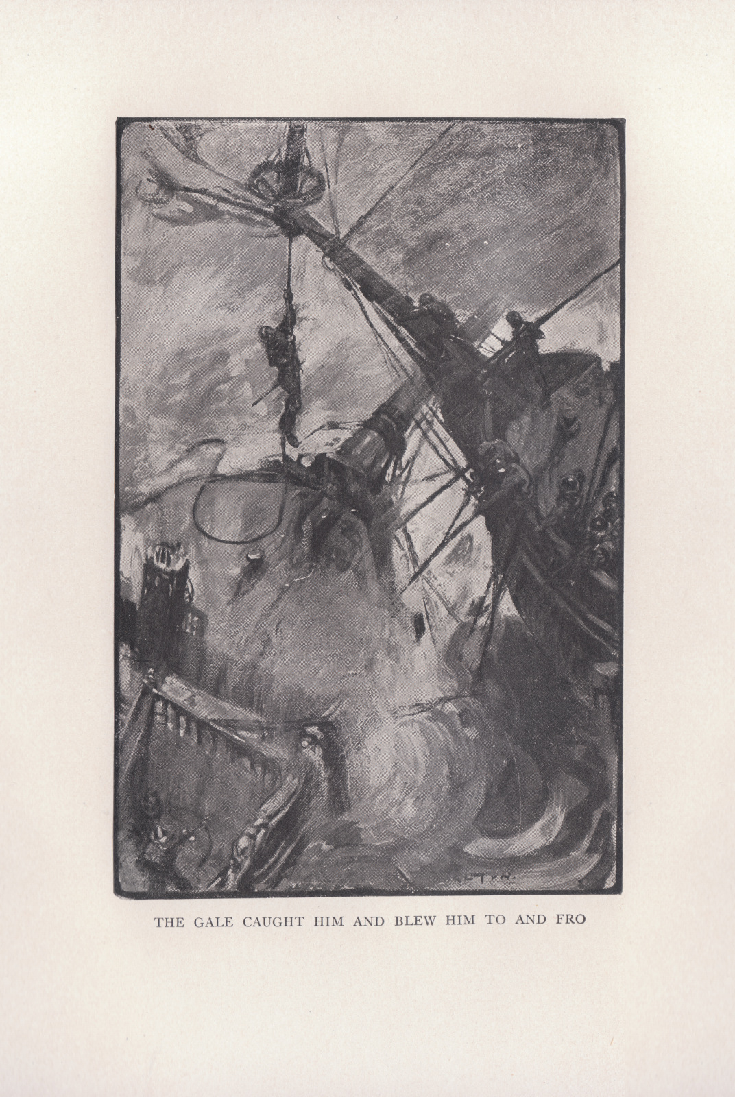 The gale caught him and blew him to and fro