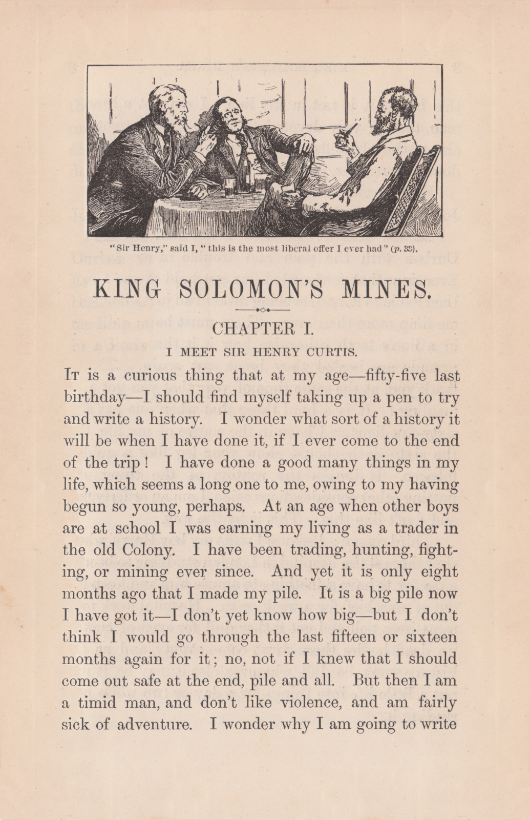 'Sir Henry,' said I, 'this is the most liberal offer I ever had.' Sirhenrycassell18887