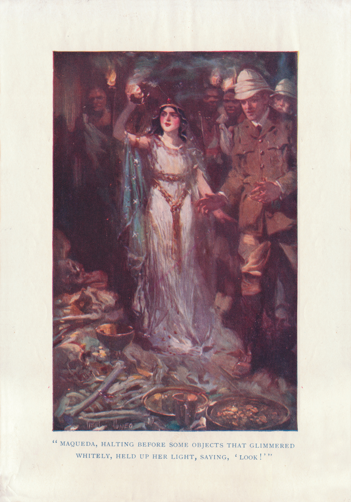 Maqueda, halting before some objects that glimmered whitely, held up her light, saying, 'Look!' Maquedahaltingfrontispiece