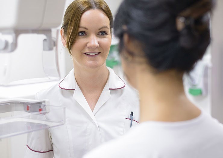 talking with female family doctor