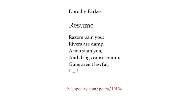 resume by dorothy parker waiter resume examples for letters job