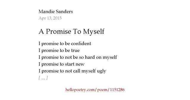 A Promise To Myself by Mandie Michelle Sanders - Hello Poetry
