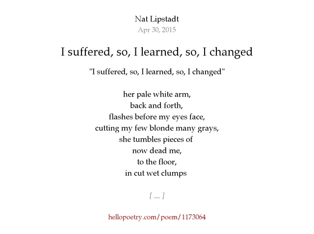 I Suffered So Learned Changed By Nat Lipstadt I Suffered So Learned Changed By Nat Lipstadt