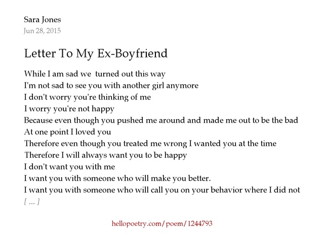 Letter To My Ex Boyfriend by Sara Jones Hello Poetry Letter To My Ex Boyfriend by Sara Jones Hello Poetry