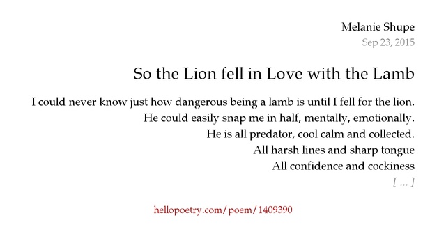 And So The Lion Fell In Love With The Lamb