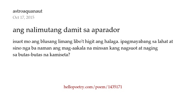 ang nalimutang damit sa aparador by astroaquanaut Hello Poetry Armario Plancha Camisas ~ ang nalimutang damit sa aparador by astroaquanaut Hello Poetry