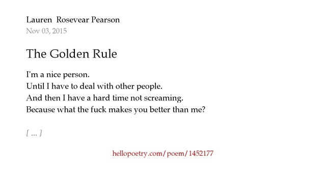 The Golden Rule by Ren Crostini Hello Poetry
