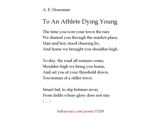 to an athlete dying young analysis