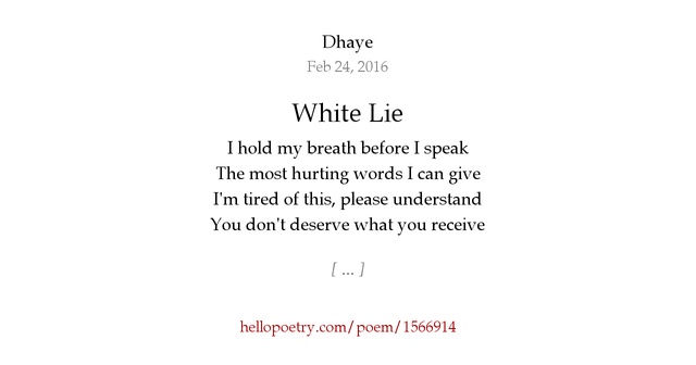 white fabrications poem white lies poem