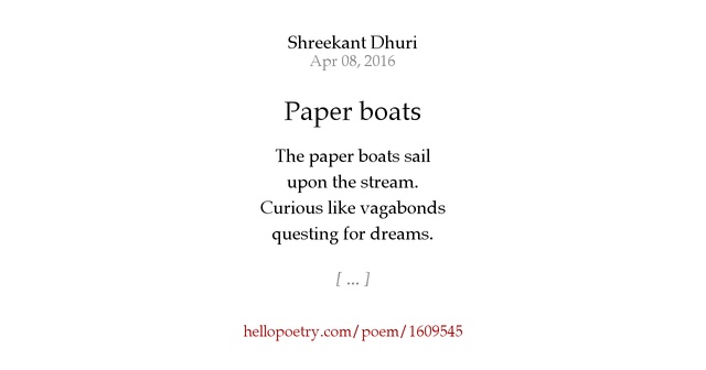 Paper boats by Shreekant Dhuri — Hello Poetry