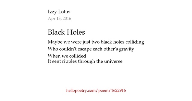 Black Holes by Izzy Lotus - Hello Poetry