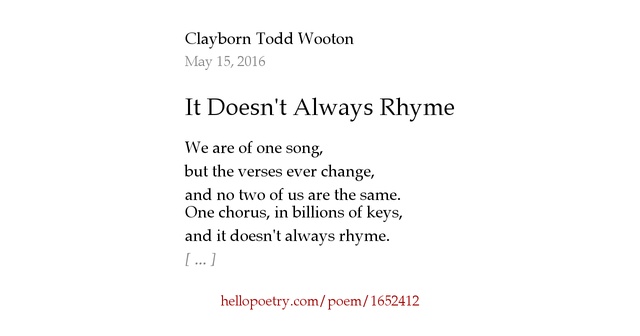 It Doesn t Always Rhyme By Clayborn Todd Wooton Hello Poetry row-row-row-your-boat-nursery-rhyme-lyrics-free-printable-nursery-rhyme