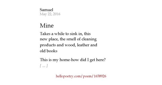 Mine by Samuel - Hello Poetry