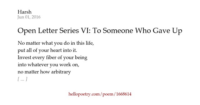 up letter to someone open letter series vi to someone who gave up by harsh up letter to someone open letter series vi to someone who gave up by harsh