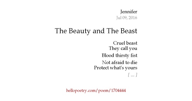 beauty and the beast poetry Sharpen your pencils and rev your computer engines, it's the last day of the autumn poetry challenge our theme is the beauty and the beast. beauty and the beast poetry Sharpen your pencils and rev your computer engines, it's the last day of the autumn poetry challenge our theme is the beauty and the beast.