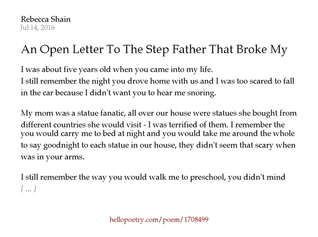 An Open Letter To The Step Father That Broke My Heart by Rebecca An Open Letter To The Step Father That Broke My Heart by Rebecca
