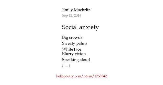 Social anxiety by Emily Murray - Hello Poetry
