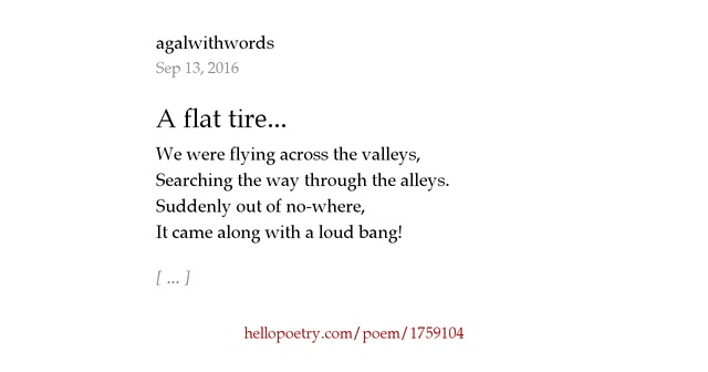 A flat tire... by agalwithwords - Hello Poetry
