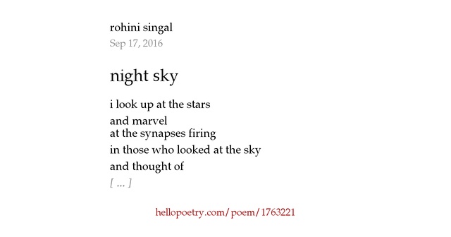 night sky by rohini singal Hello Poetry
