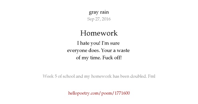 I can't do my homework poem