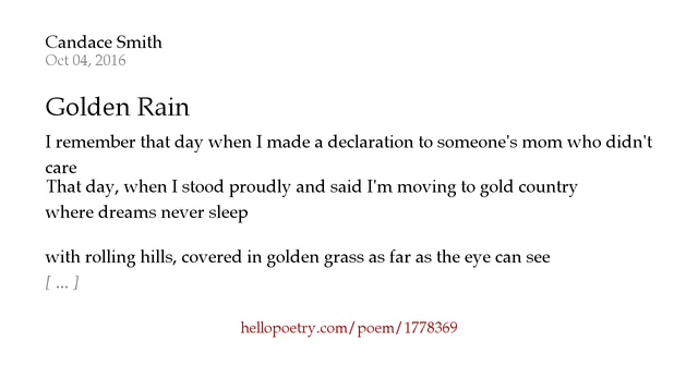 Golden shower poem California teen health spa women