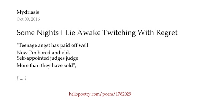 twitching while awake some nights i lie awake twitching with regret by mydriasis hello poetry twitching while awake some nights i lie awake twitching with regret by mydriasis hello poetry