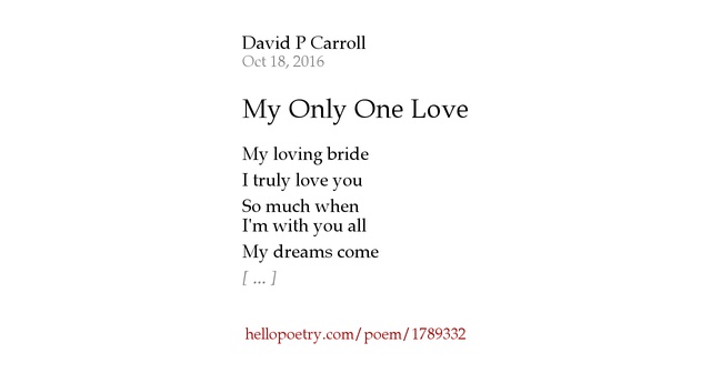 My Only One Love by David P Carroll - Hello Poetry