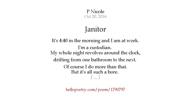 Janitor By Chameleon Hello Poetry Janitor By Chameleon Hello Poetry