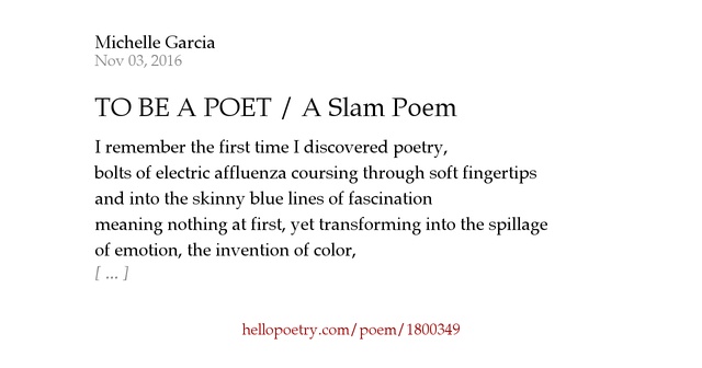 TO BE A POET / A Slam Poem by Michelle Garcia Hello Poetry