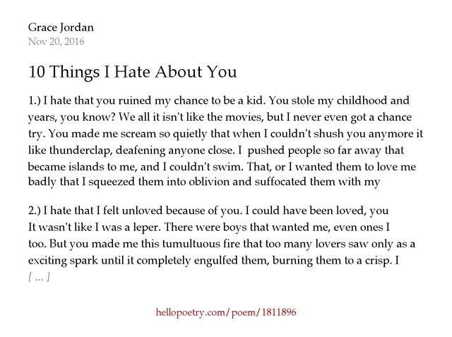 List Of Synonyms And Antonyms Of The Word I Hate You Poems