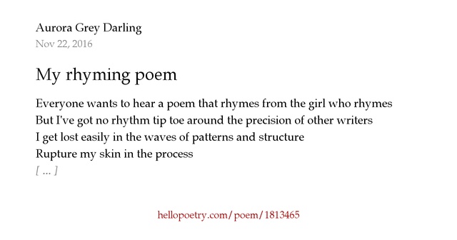My rhyming poem by Ellie Shelley Hello Poetry my rhyming poem