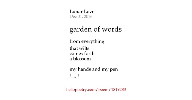 garden of words by Lunar Love - Hello Poetry