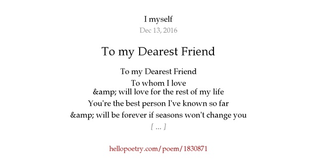 To my Dearest Friend by full moon  Hello Poetry