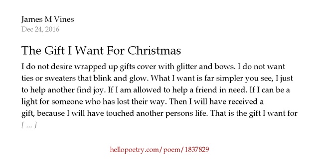the gift i want for christmas by james m vines hello poetry the gift i want for christmas by james m vines hello poetry