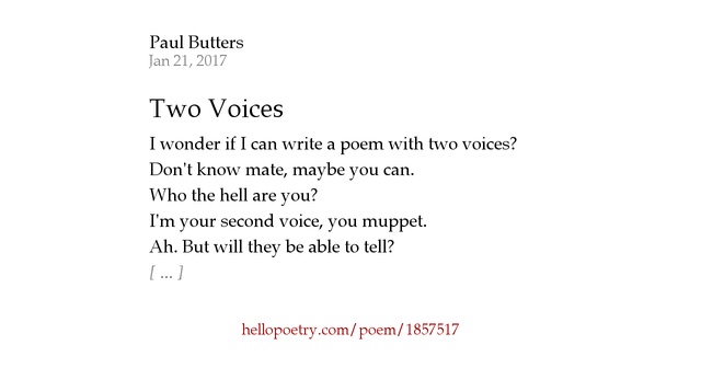 Two Voices by Paul Butters - Hello Poetry