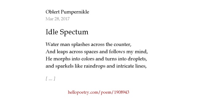 idle spectum by oblertpumpernikle hello poetry idle spectum by oblertpumpernikle hello poetry