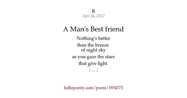 A Man's Best friend by R - Hello Poetry