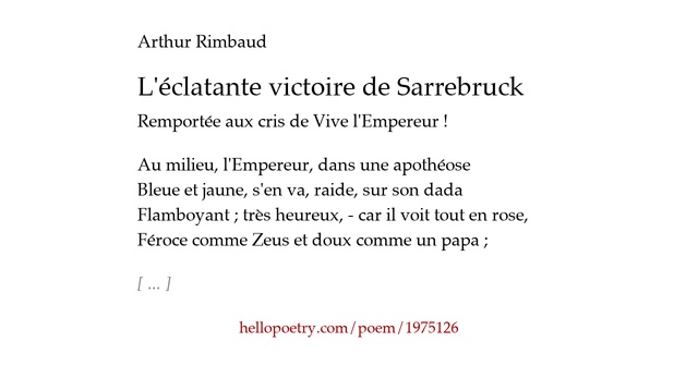 L'éclatante victoire de Sarrebruck by Arthur Rimbaud - Hello Poetry
