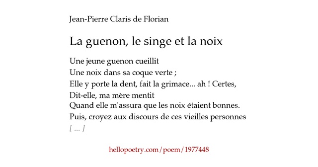 Poésie La Guenon Le Singe Et La Noix Pdf