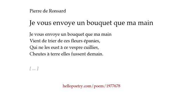 Je vous envoye un bouquet que ma main by Pierre de Ronsard - Hello Poetry