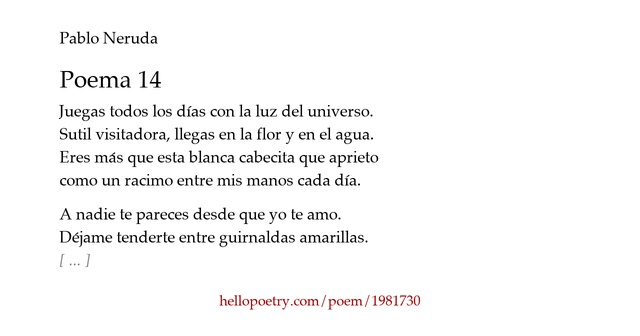 Poema 14 Pablo Neruda Analisis