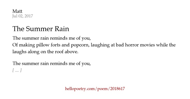 The Summer Rain by Matt - Hello Poetry