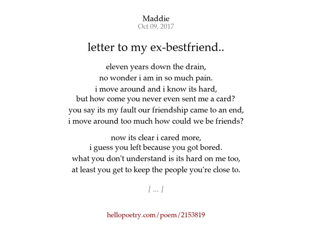 letter to my ex bestfriend by Mad Hello Poetry letter to my ex bestfriend by Mad Hello Poetry