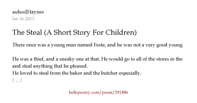 The Steal (A Short Story For Children) by auhsoJHaynes - Hello Poetry