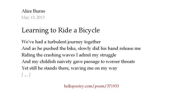 short essay on learning to ride a bicycle