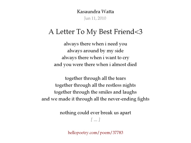 A Letter To My Best Friend 3 by Kasaundra Watta Hello Poetry A Letter To My Best Friend 3 by Kasaundra Watta Hello Poetry